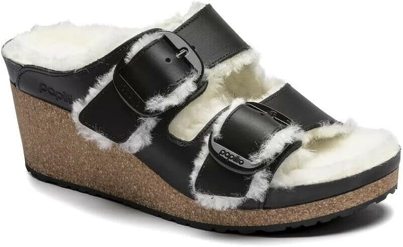 Birkenstock Nora Big Buckle Natural Leather Sandals - Black/Eggshell - 1017641 - Narrow