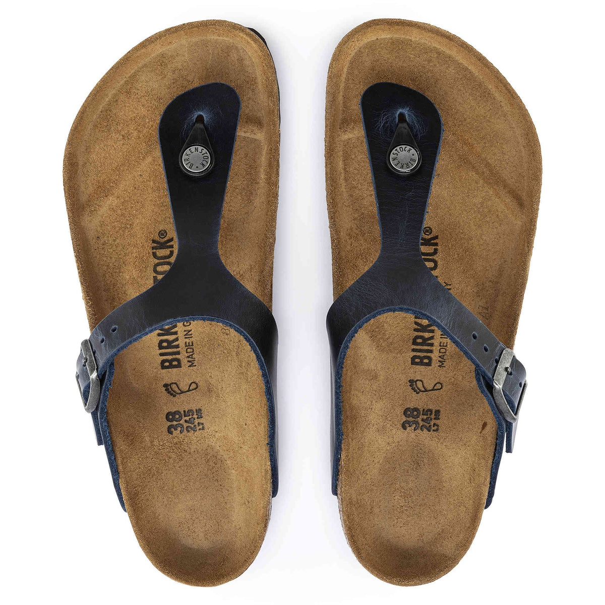 Birkenstock Gizeh Oiled Leather Sandals - Blue - 1019362 - Regular