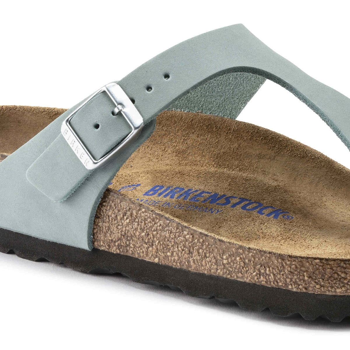 Birkenstock Gizeh Soft Footbed Nubuck Leather Sandals - Faded Aqua - 1021762 - Regular