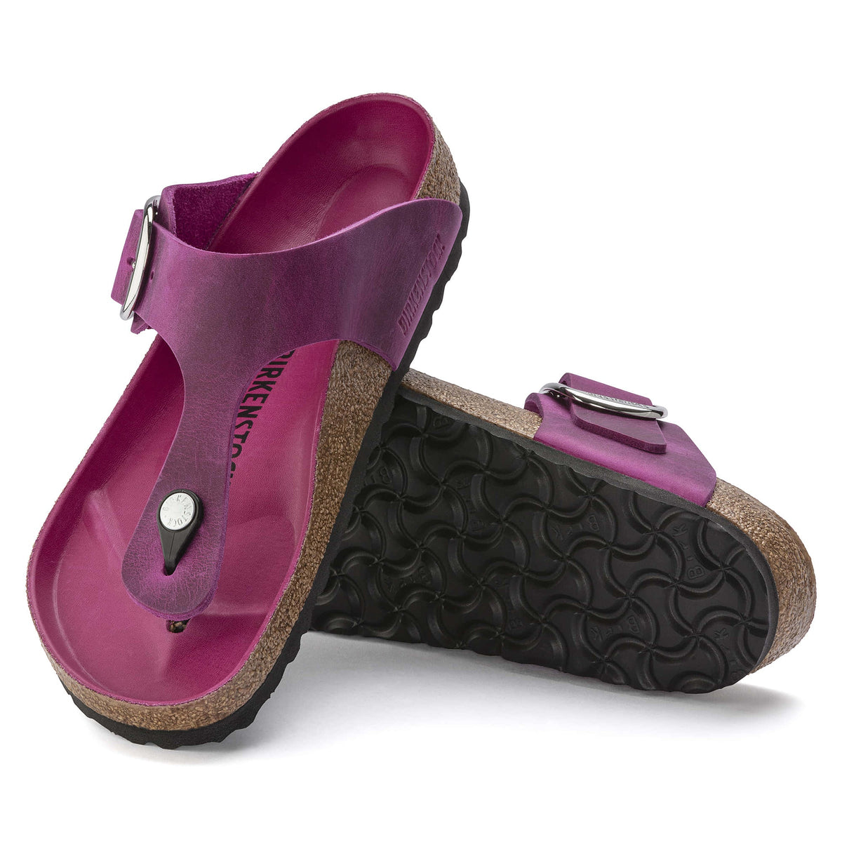 Birkenstock Gizeh Big Buckle Natural Oiled Leather Sandals - Festival Fuchsia - 1023295 - Regular