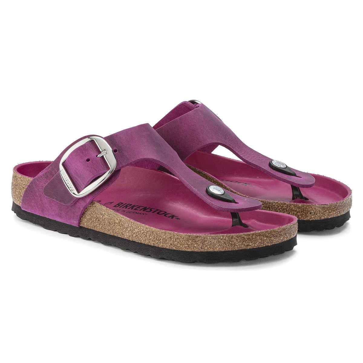 Birkenstock Gizeh Big Buckle Natural Oiled Leather Sandals - Festival Fuchsia - 1023295 - Regular