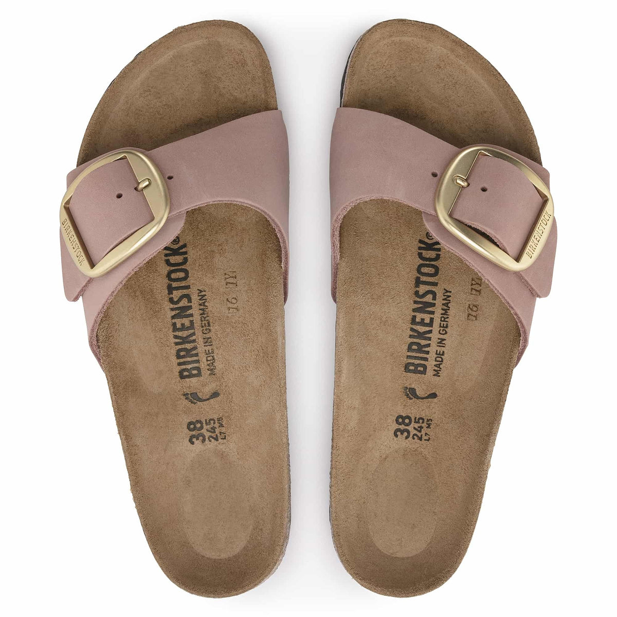 Birkenstock Madrid Big Buckle Nubuck Leather Sandals - Old Rose - 1024039 - Narrow