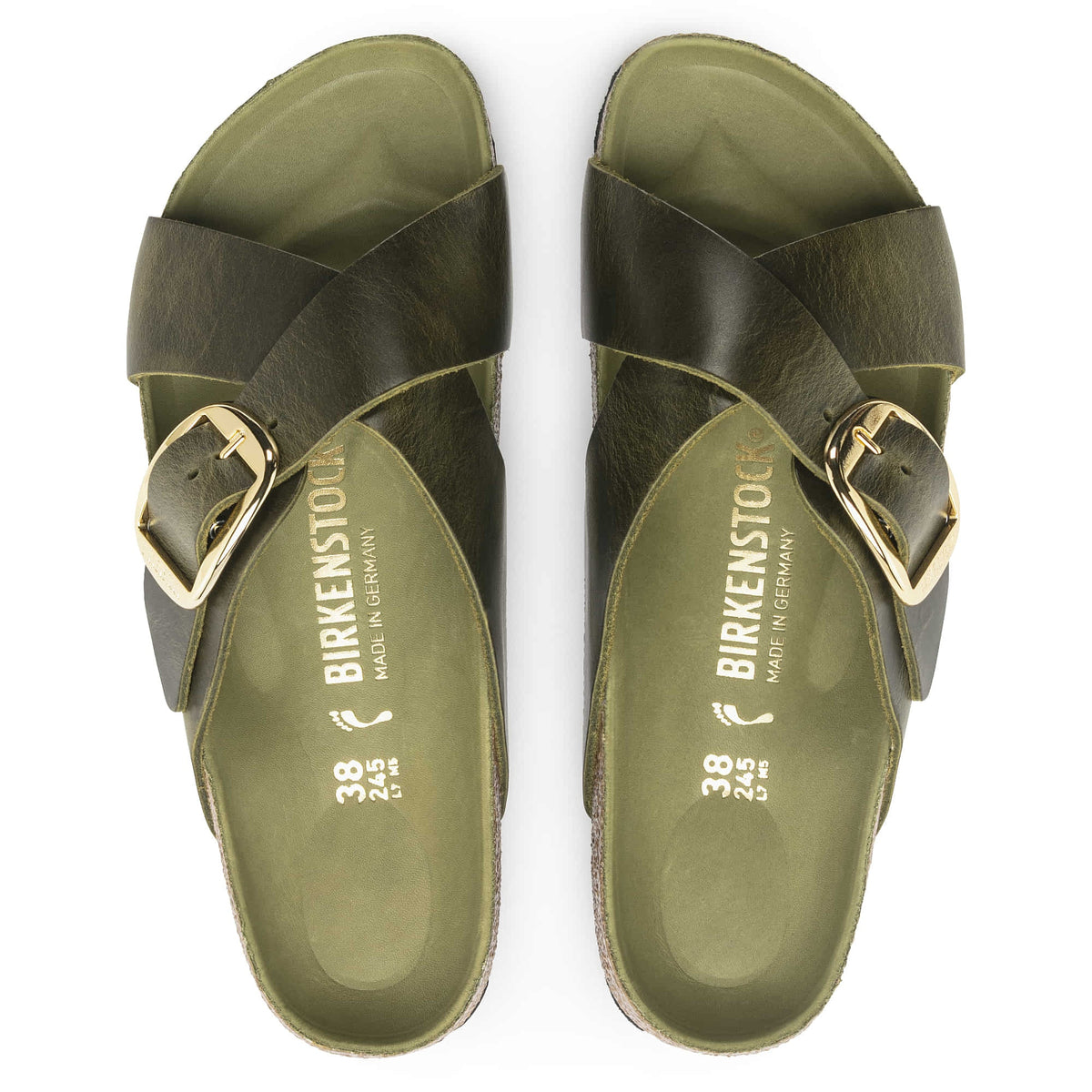 Birkenstock Siena Big Buckle Oiled Leather Sandals - Olive Green - 1024080 - Narrow