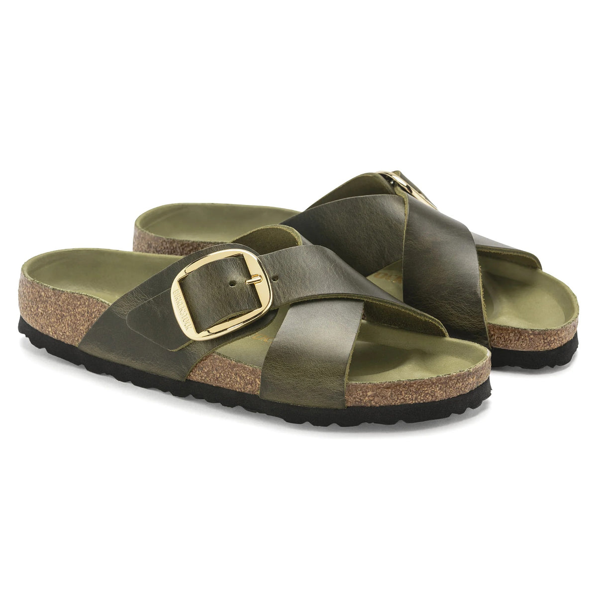Birkenstock Siena Big Buckle Oiled Leather Sandals - Olive Green - 1024080 - Narrow