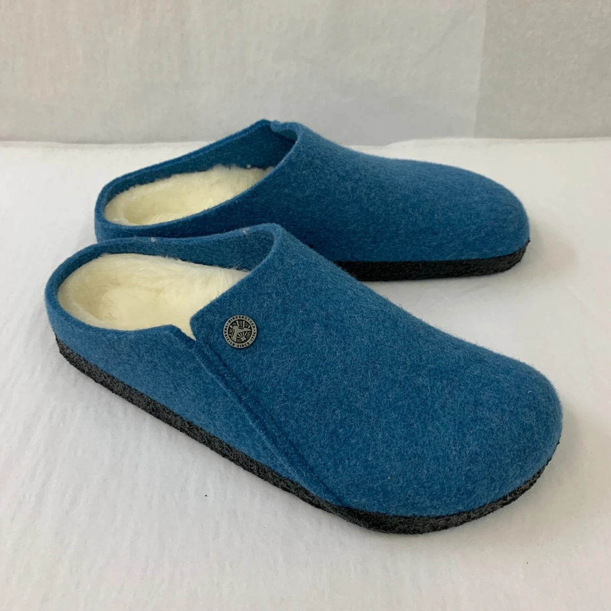 Birkenstock Zermatt Shearling Wool Rivet Clogs - Blue - 1021130 - Narrow