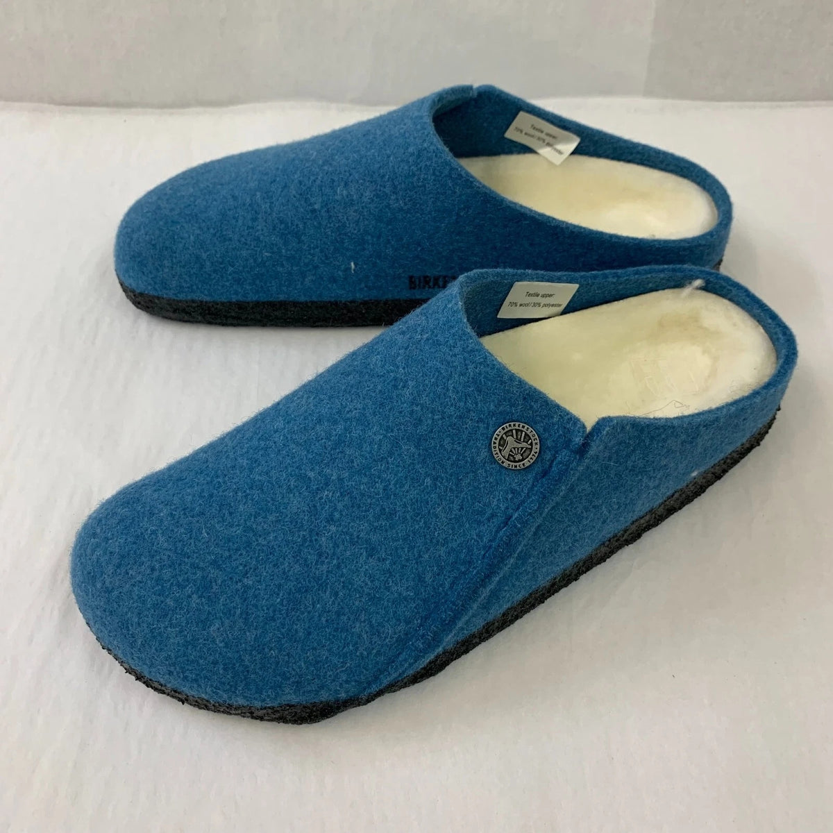 Birkenstock Zermatt Shearling Wool Rivet Clogs - Blue - 1021130 - Narrow