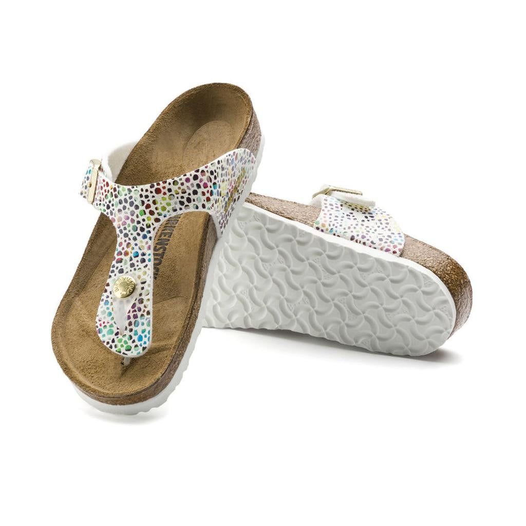 Birkenstock Gizeh Kids Microfiber Sandals - Oriental Mosaic White Multi - 1009933 - Narrow
