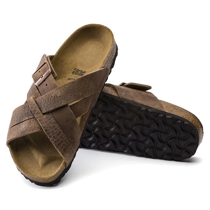 Birkenstock Lugano Waxy Leather Sandals - Camberra Old Tabacco - 1015499 - Narrow