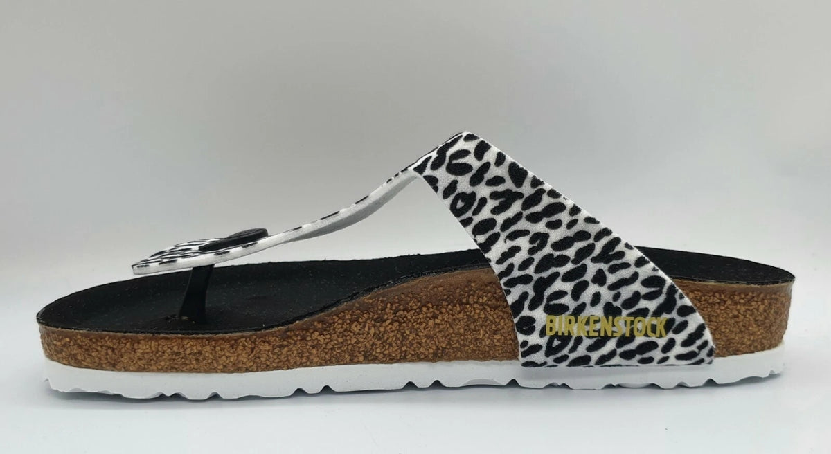 Birkenstock Gizeh TEX Sandals - Leo Lilly Black White - 1015641 - Regular