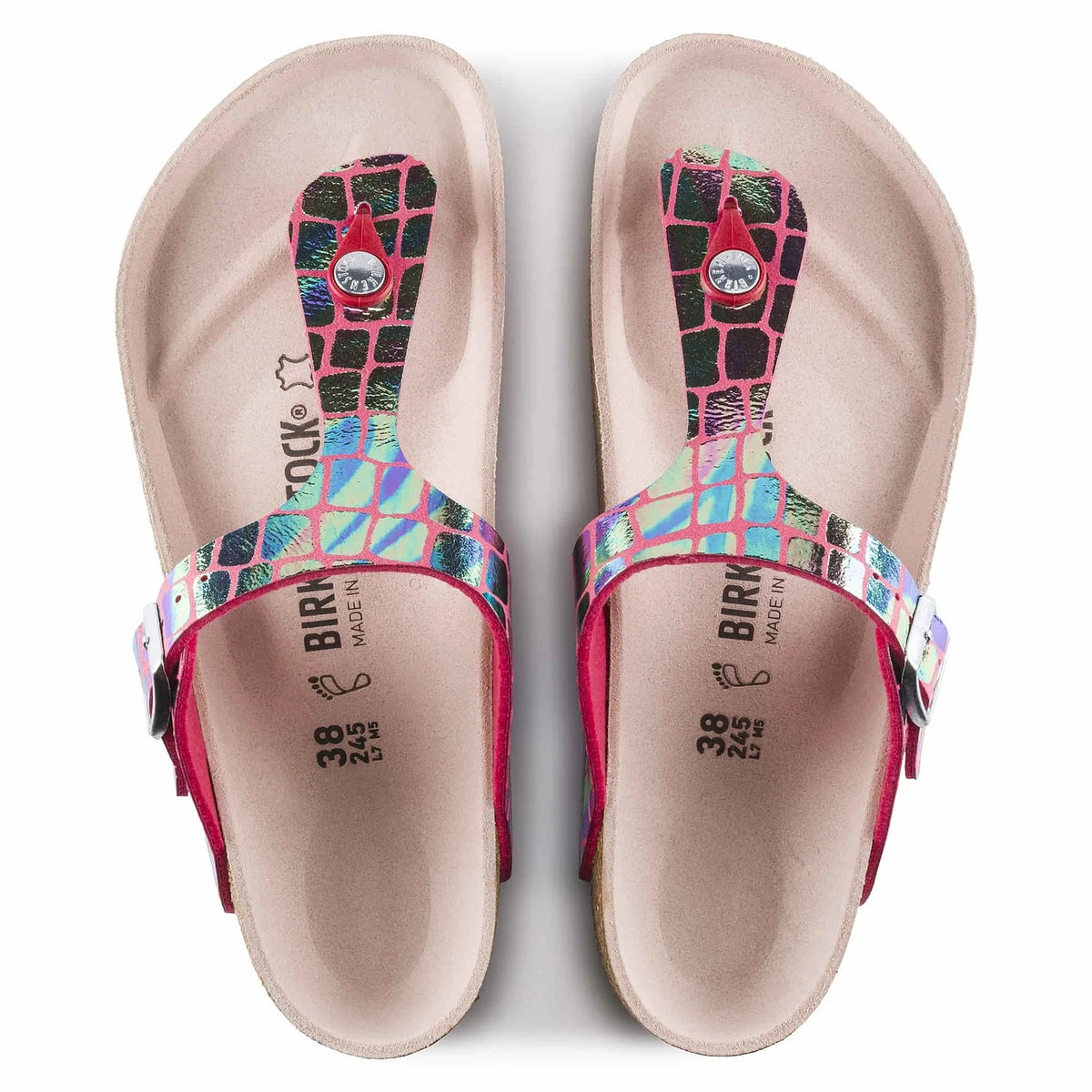 Birkenstock Gizeh Microfiber Sandals - Gator Gleam Raspberry - 1016239