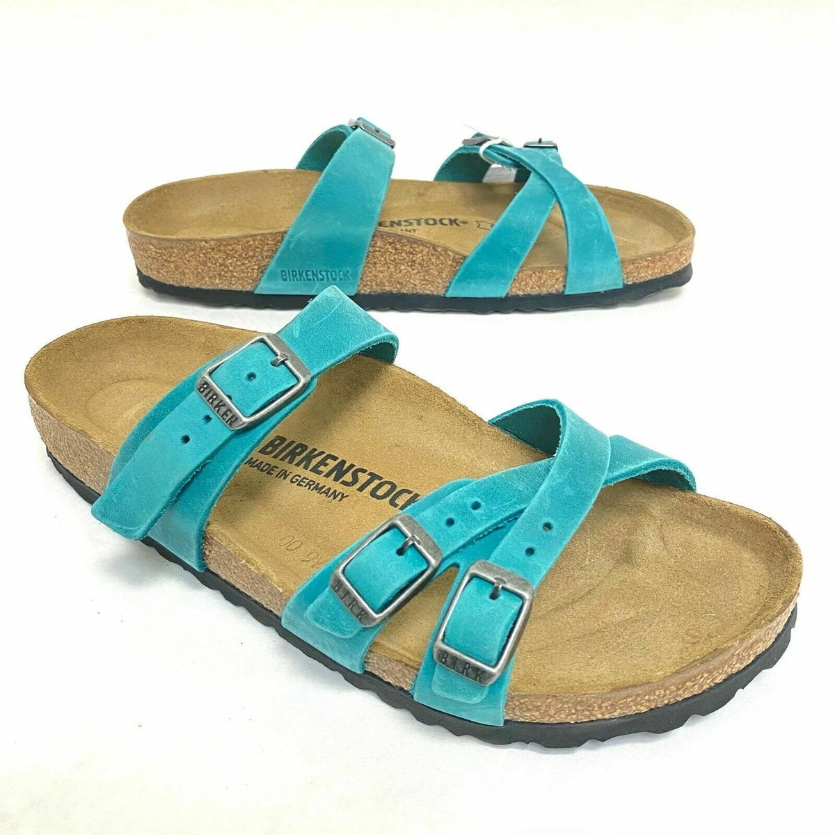 Birkenstock Franca Waxy Leather Sandals - Turquiose - 1017130 - Narrow