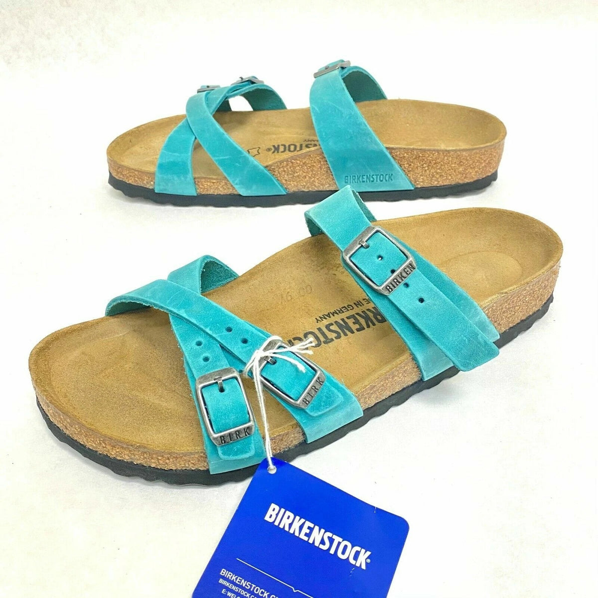 Birkenstock Franca Waxy Leather Sandals - Turquiose - 1017130 - Narrow