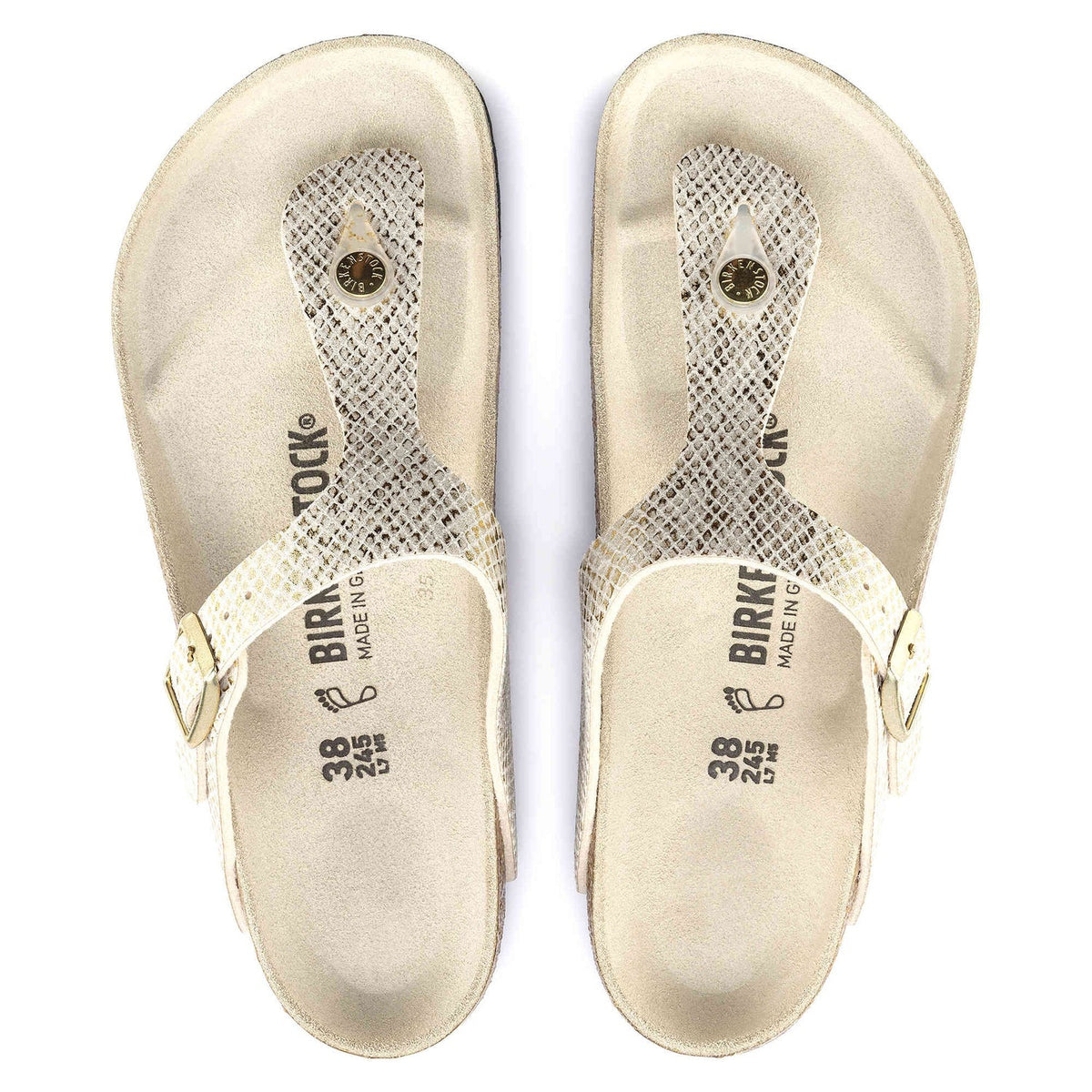 Birkenstock Gizeh Microfiber Sandals - Shiny Python Eggshell - 1018481 - Regular