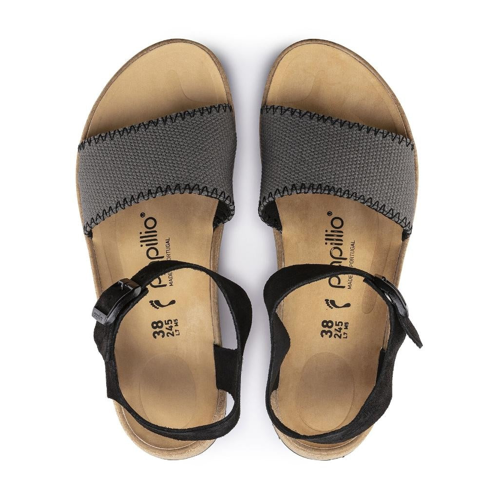 Birkenstock Glenda Suede Leather/Textile Sandals - Anthracite - 1019552 - Narrow