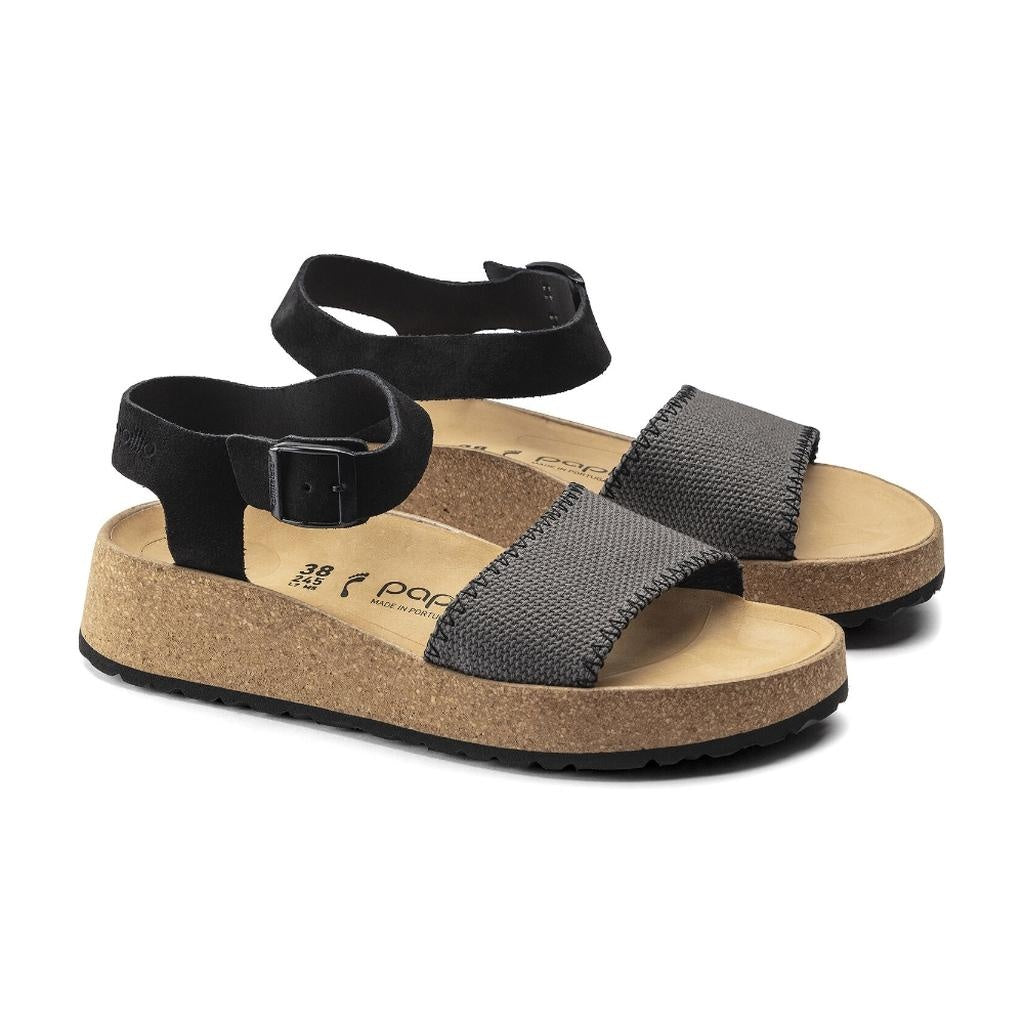 Birkenstock Glenda Suede Leather/Textile Sandals - Anthracite - 1019552 - Narrow