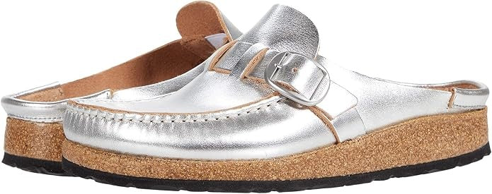 Birkenstock Buckley Natural Leather Clogs - Silver - 1019581 - Narrow
