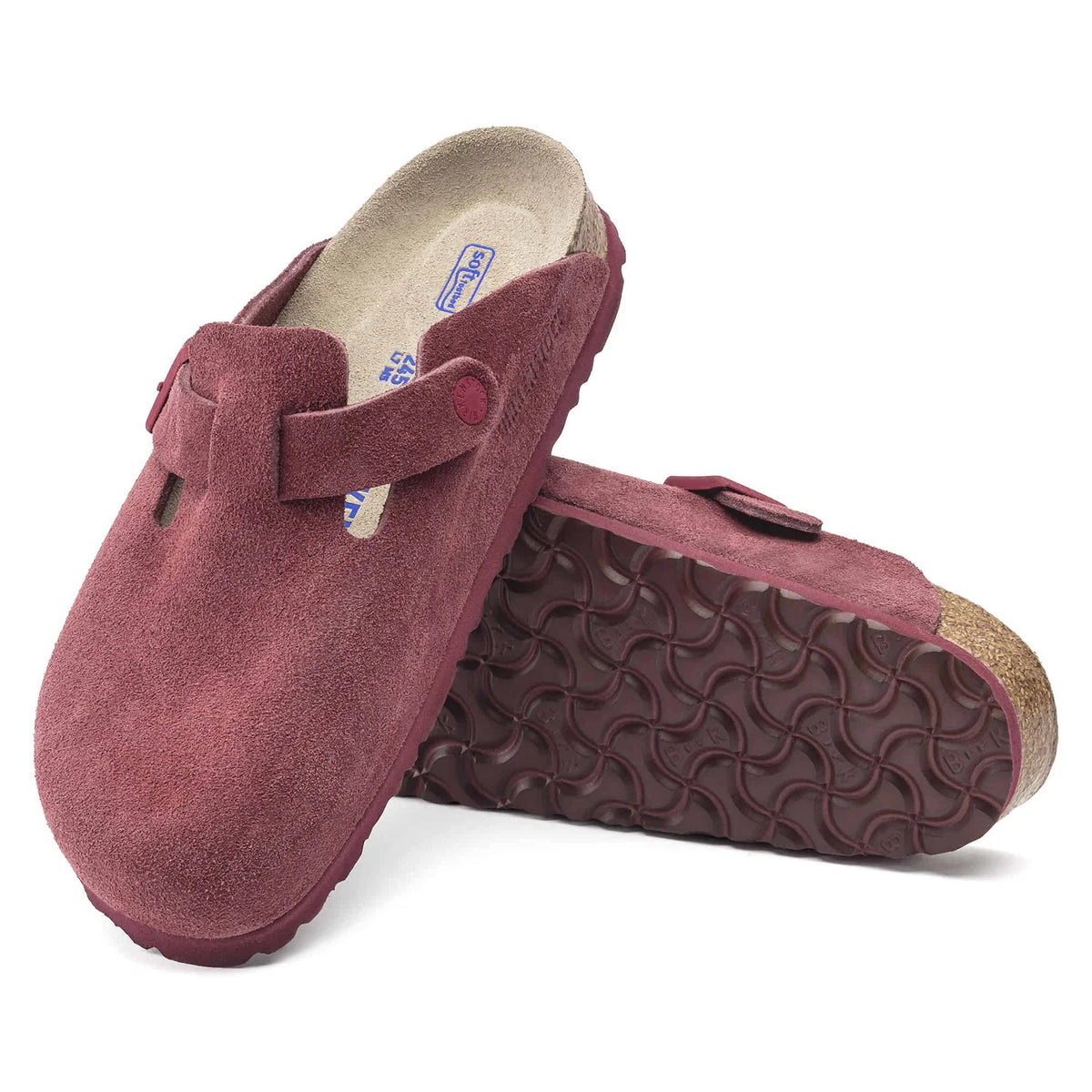 Birkenstock Boston Soft Footbed Suede Leather Clogs - Maroon - 1020534 - Narrow
