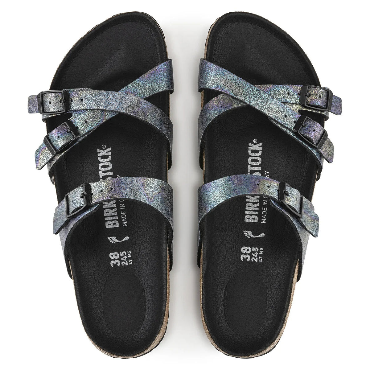 Birkenstock Franca Vegan Microfiber Sandals - Iridescent Black Microfiber - 1021262 - Regular