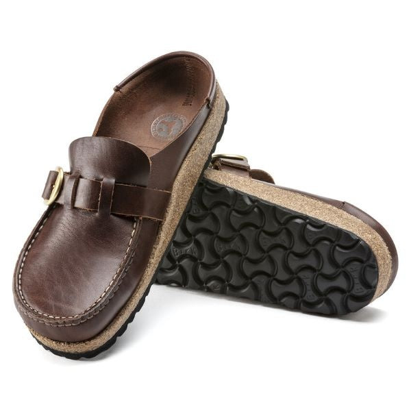 Birkenstock Buckley Natural Leather Clogs - Vintage Wood Roast - 1021285 - Narrow