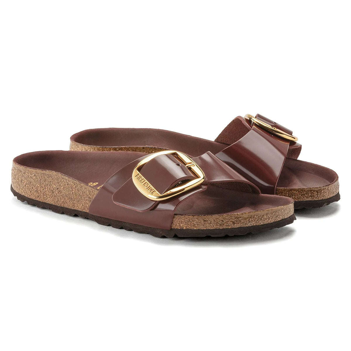 Birkenstock Madrid Big Buckle Patent Natural Leather Sandals - Chocolate - 1022523 - Regular