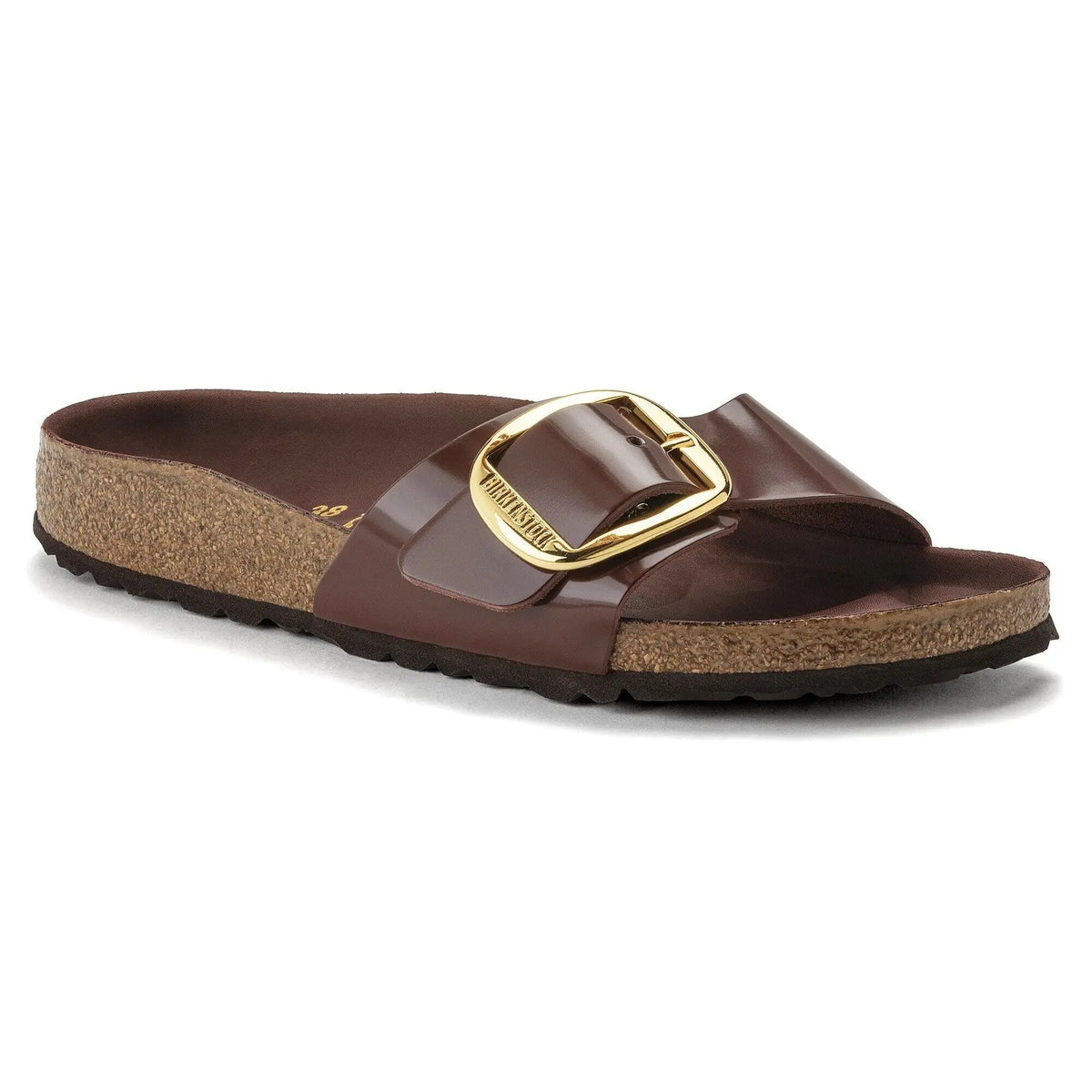 Birkenstock Madrid Big Buckle Patent Natural Leather Sandals - Chocolate - 1022523 - Regular