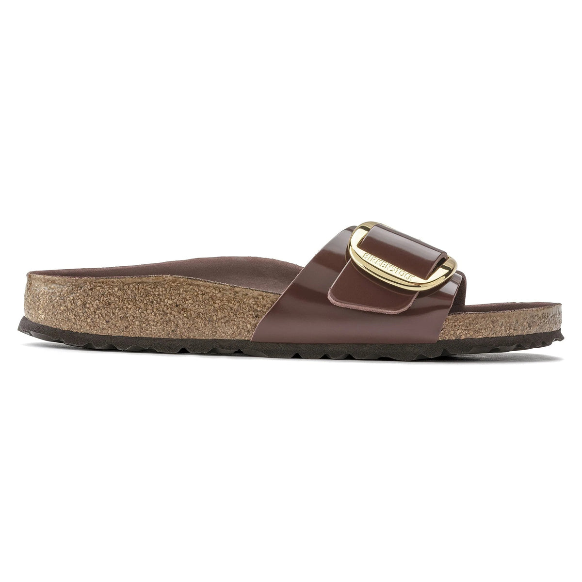 Birkenstock Madrid Big Buckle Patent Natural Leather Sandals - Chocolate - 1022568 - Narrow