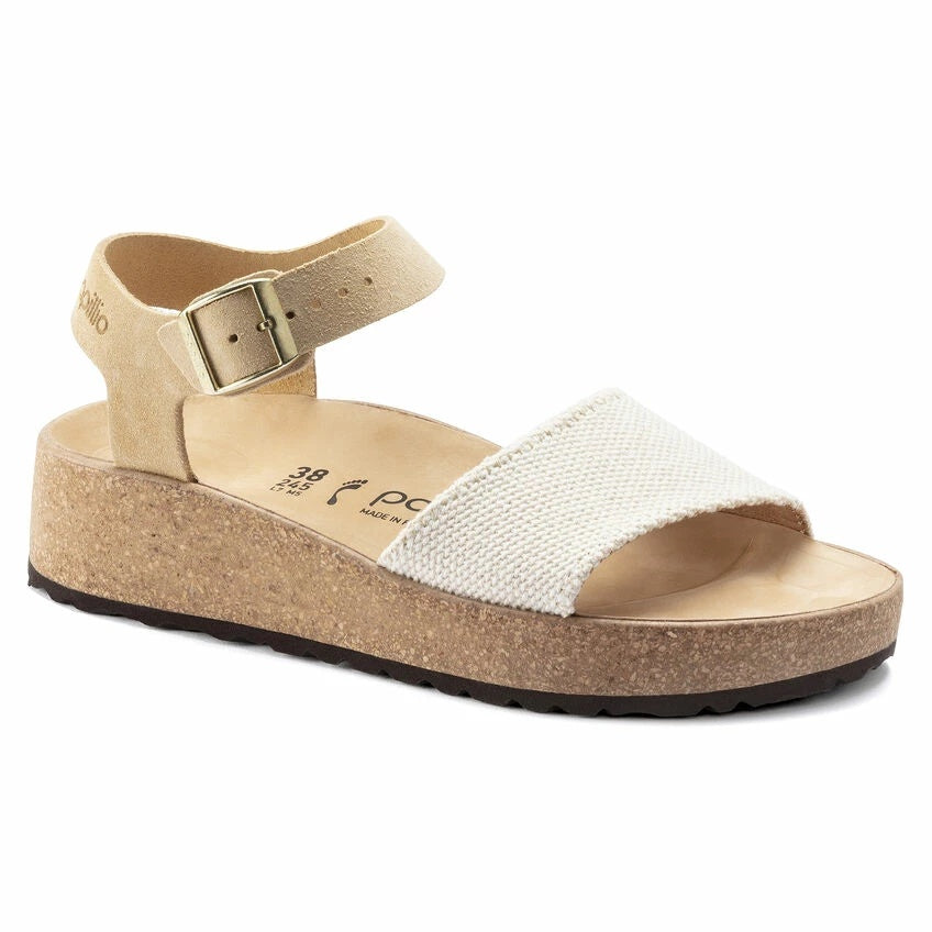Birkenstock Glenda Suede Leather/Textile Sandals - Almond - 1022852 - Narrow