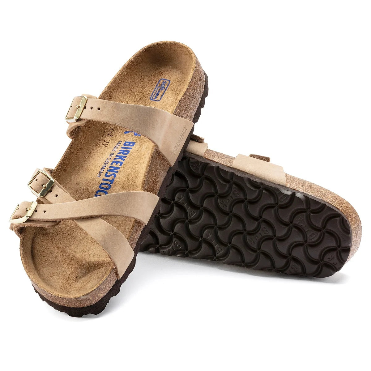 Birkenstock Franca Soft FootBed Nubuck Leather Sandals - Sandcastle - 1022956 - Regular