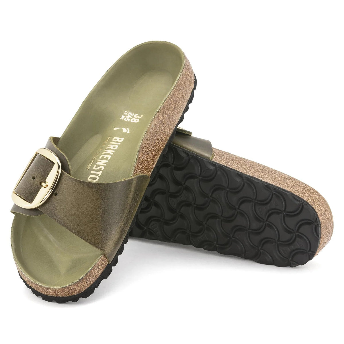 Birkenstock Madrid Big Buckle Natural Leather Sandals - Olive/Green Olive - 1024114 - Narrow