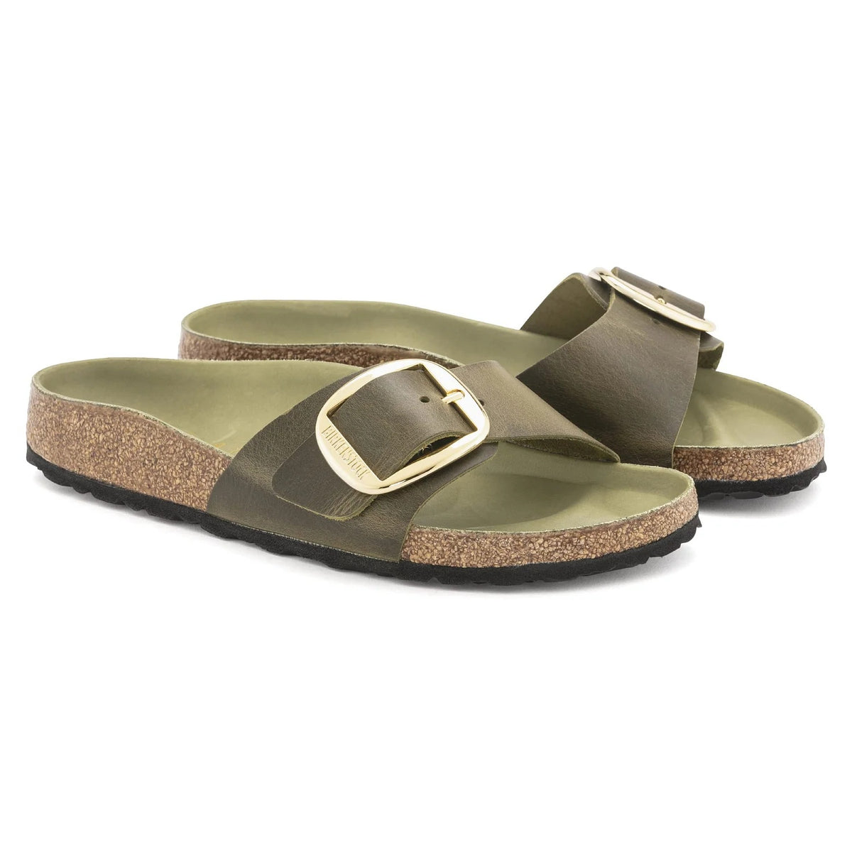Birkenstock Madrid Big Buckle Natural Leather Sandals - Olive/Green Olive - 1024114 - Narrow