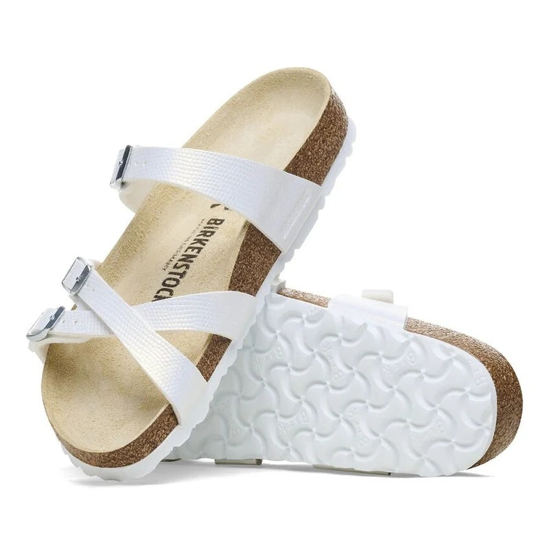Birkenstock Franca Embossed Birko-Flor Sandals - Shiny Lizard White - 1026461 - Regular