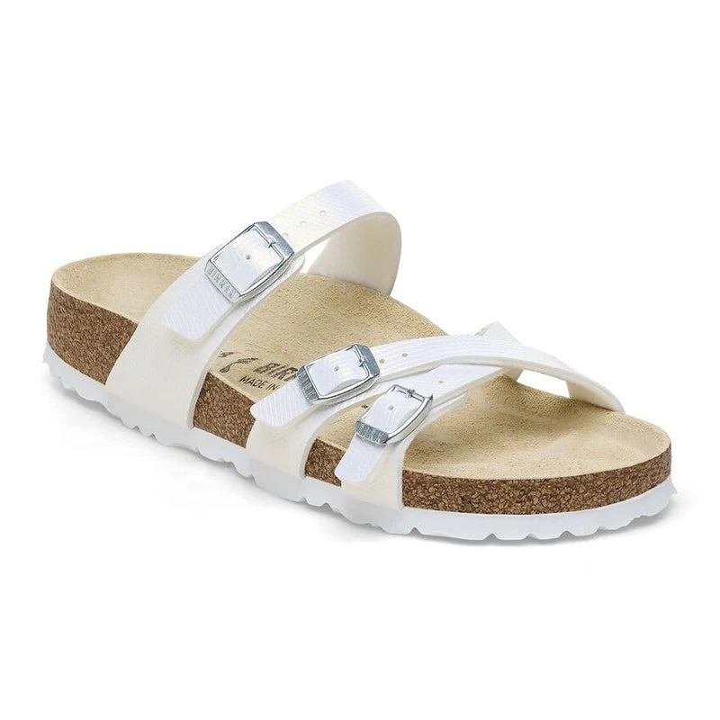 Birkenstock Franca Embossed Birko-Flor Sandals - Shiny Lizard White - 1026461 - Regular