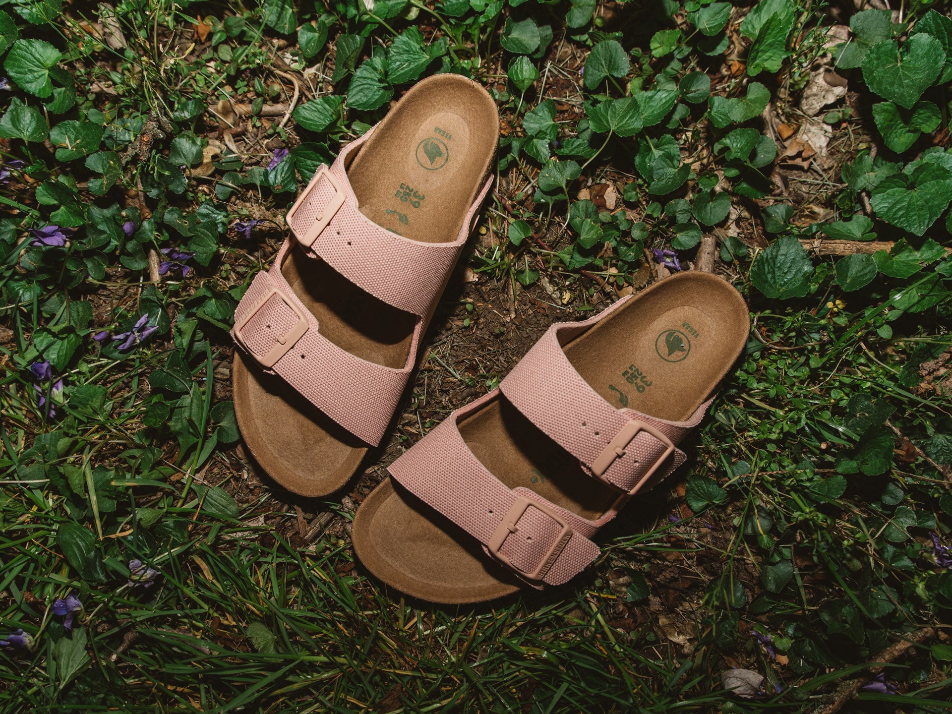 BIRKENSTOCK ARIZONA VEGAN SOFT PINK TEXTILE NARROW