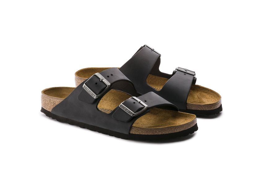 BIRKENSTOCK ARIZONA BLACK OIL LEATHER REGULAR
