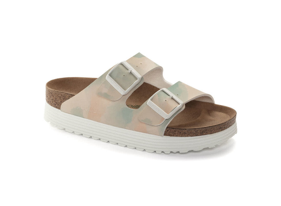BIRKENSTOCK ARIZONA PLATFORM VEGAN WATERCOLOR PINK BIRKI FLOR NARROW