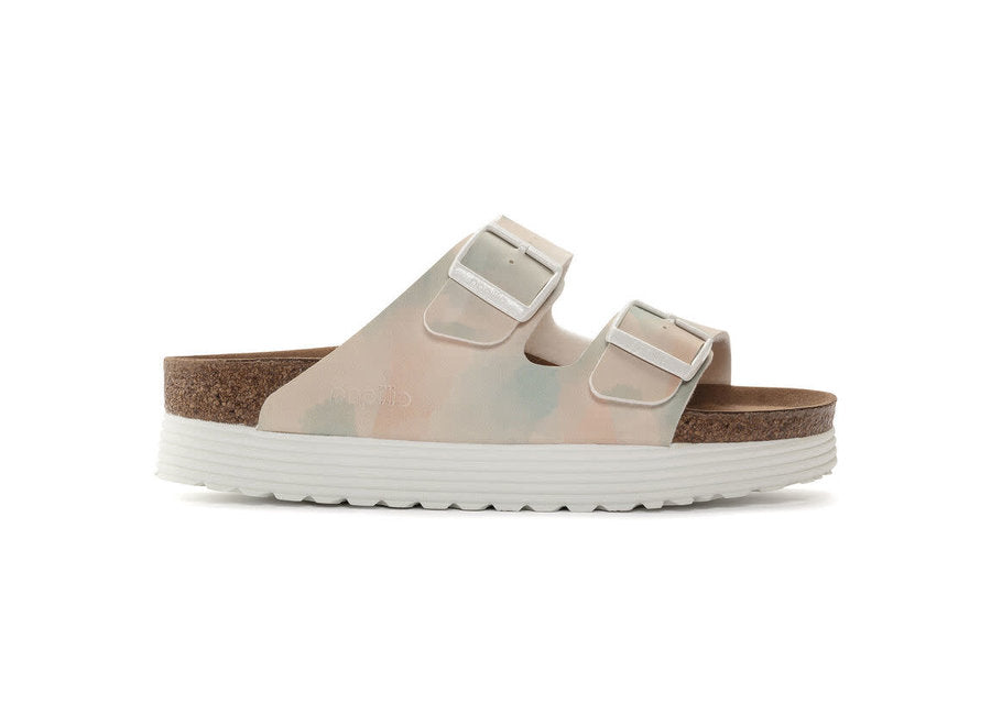 BIRKENSTOCK ARIZONA PLATFORM VEGAN WATERCOLOR PINK BIRKI FLOR NARROW