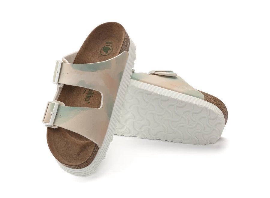 BIRKENSTOCK ARIZONA PLATFORM VEGAN WATERCOLOR PINK BIRKI FLOR NARROW