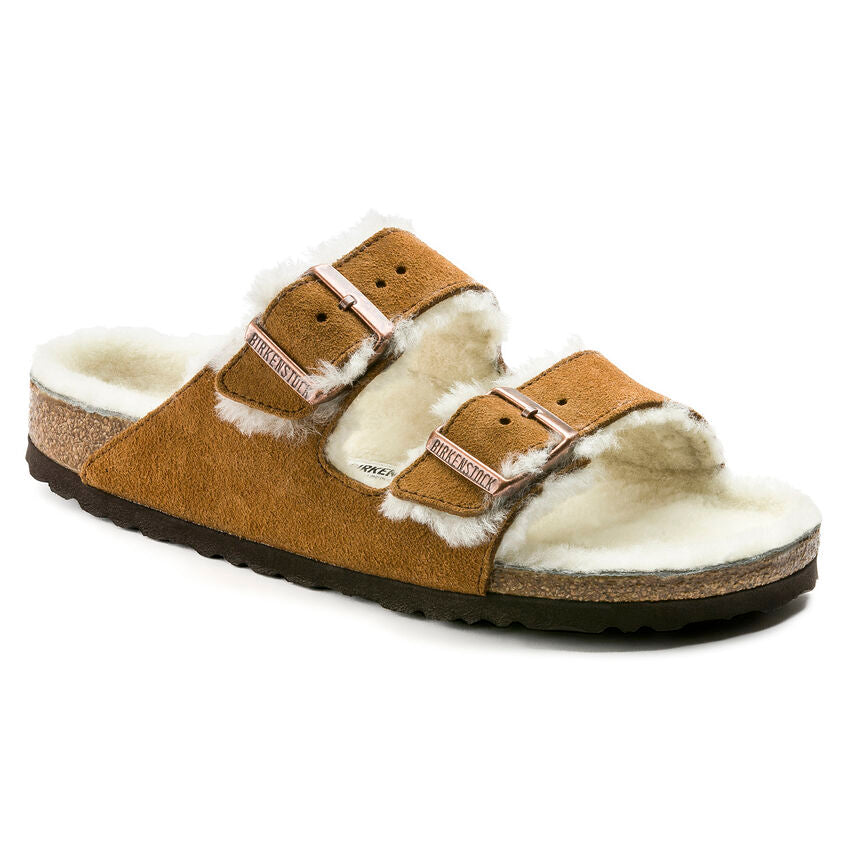 BIRKENSTOCK ARIZONA MINK SUEDE W/SHEARLING