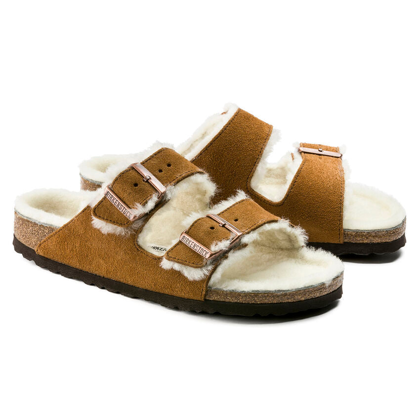 BIRKENSTOCK ARIZONA MINK SUEDE W/SHEARLING