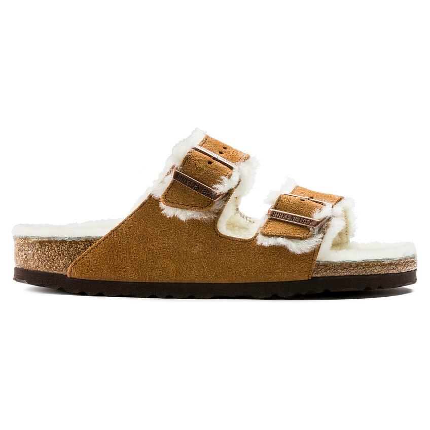 BIRKENSTOCK ARIZONA MINK SUEDE W/SHEARLING