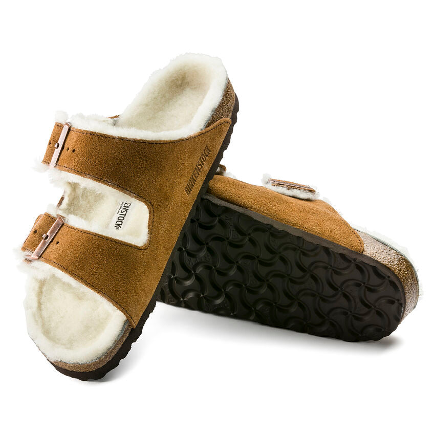 BIRKENSTOCK ARIZONA MINK SUEDE W/SHEARLING