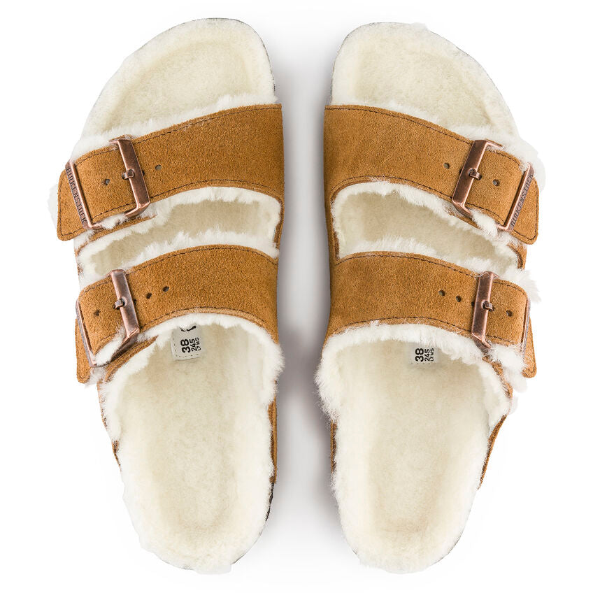 BIRKENSTOCK ARIZONA MINK SUEDE W/SHEARLING