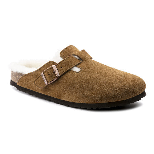 BIRKENSTOCK BOSTON MINK SUEDE W/SHEARLING NARROW