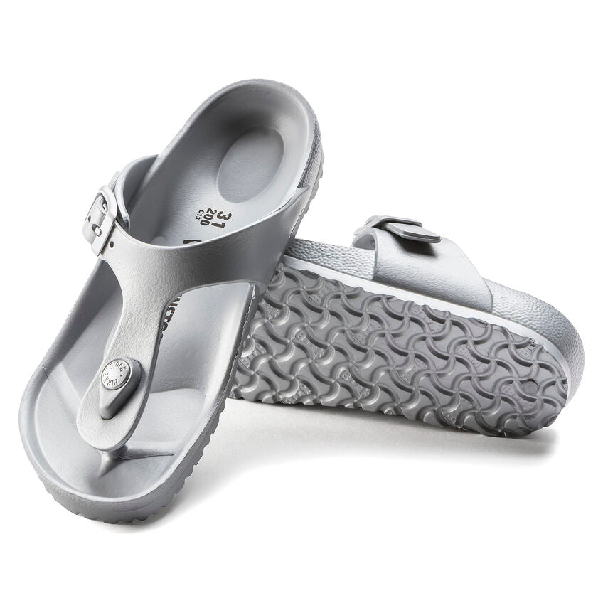 BIRKENSTOCK GIZEH METALLIC SILVER KIDS EVA