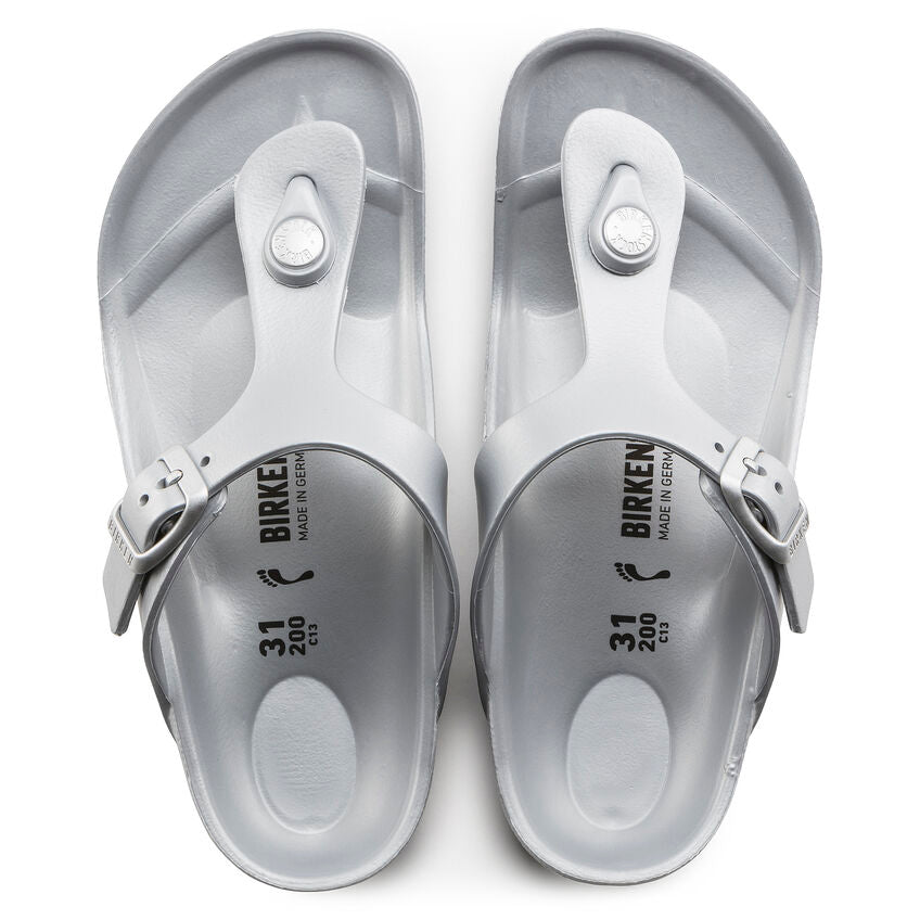 BIRKENSTOCK GIZEH METALLIC SILVER KIDS EVA