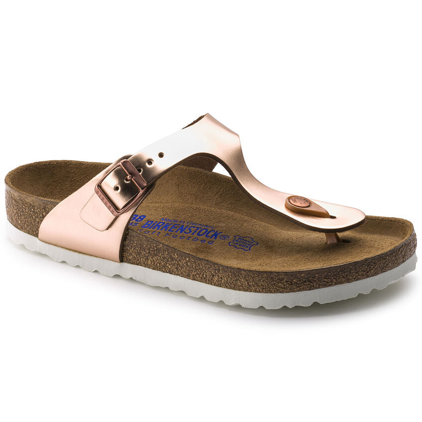 BIRKENSTOCK GIZEH SOFT FOOTBED METALLIC COPPER LEATHER