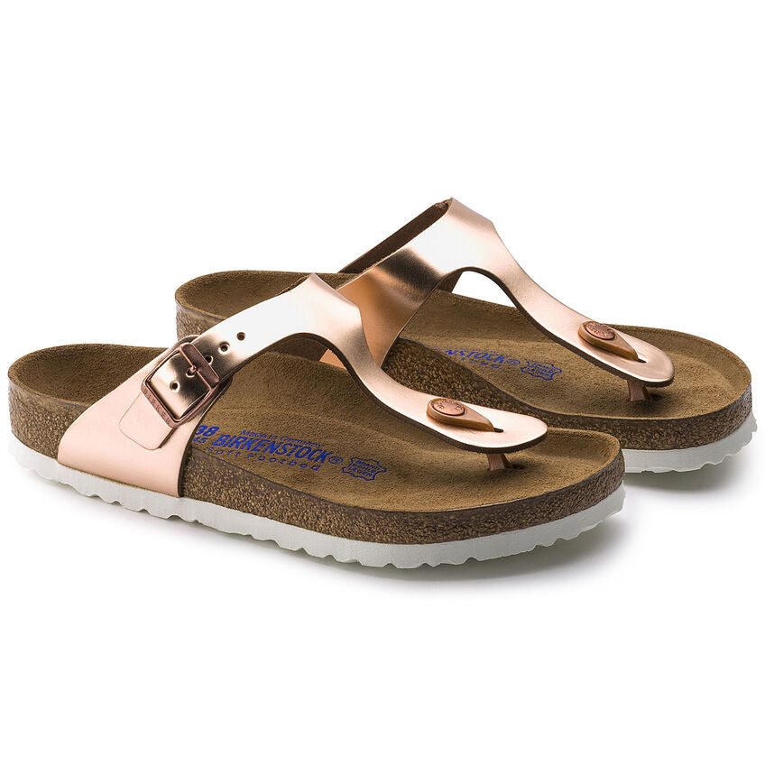 BIRKENSTOCK GIZEH SOFT FOOTBED METALLIC COPPER LEATHER