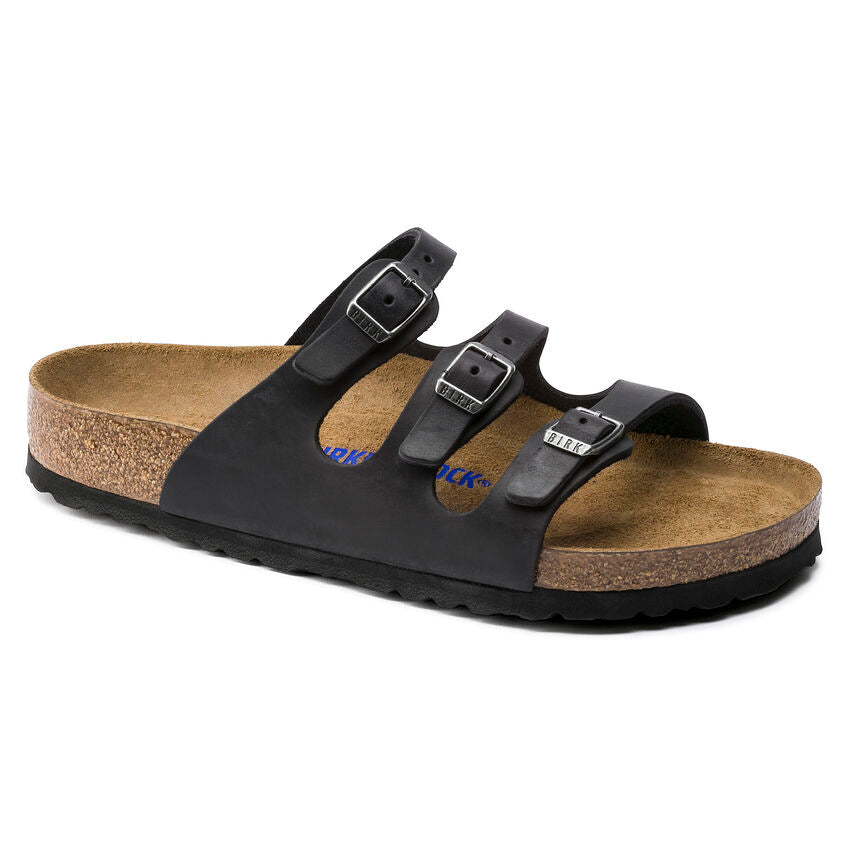 BIRKENSTOCK FLORIDA SOFT FOOTBED BLACK OIL LEATHER