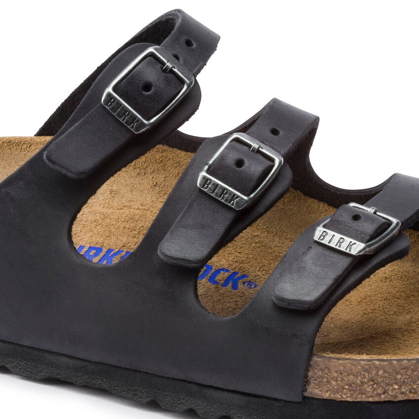 BIRKENSTOCK FLORIDA SOFT FOOTBED BLACK OIL LEATHER