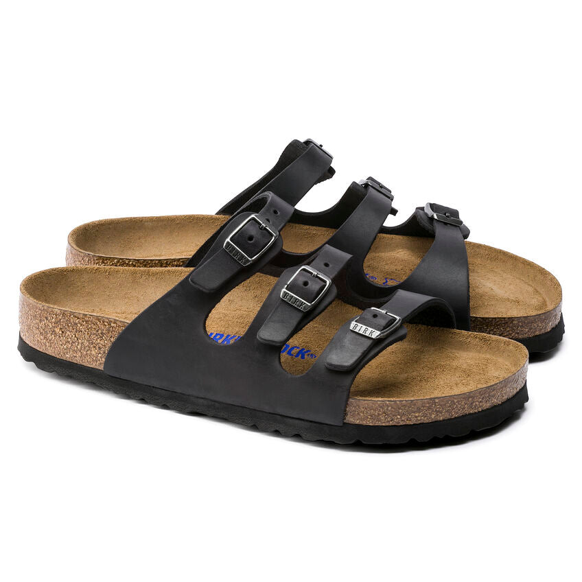 BIRKENSTOCK FLORIDA SOFT FOOTBED BLACK OIL LEATHER